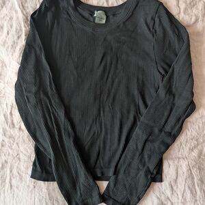 Aritzia Black Ribbed Long Sleeve Tee